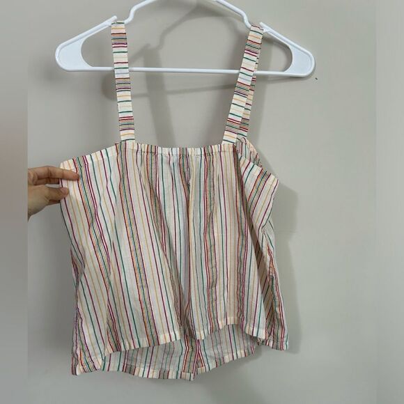 Madewell Button-Front Cami Tank in Textural Rainbow Stripe - Picture 9 of 10